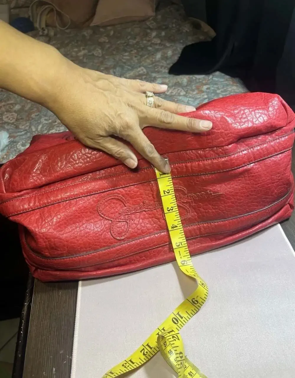 Jessica Simpson Red Textured Leather Hobo Shoulder Bag with Braided Strap
